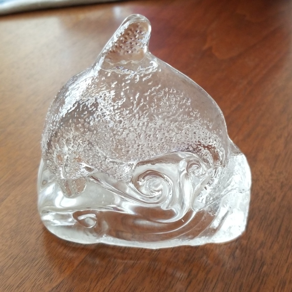 2 Party lite glass dolphin tealight holders
